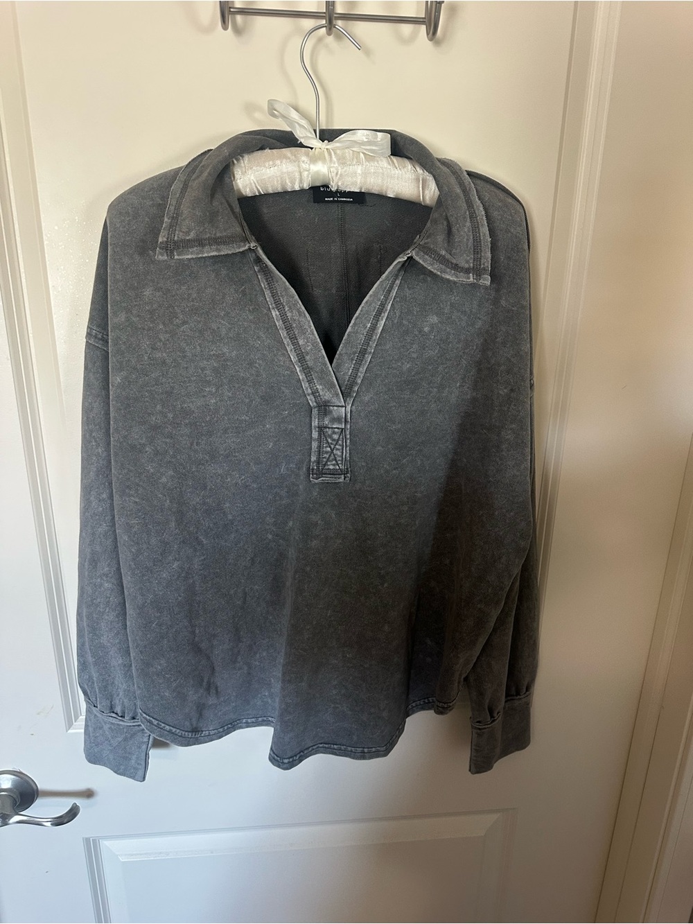 Blu Pepper Washed Charcoal Grey Pullover Polo